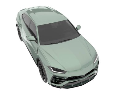 Arka planda izole edilmiş gerçekçi bir SUV arabası. 3d görüntüleme - illüstrasyon