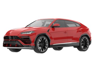 Arka planda izole edilmiş gerçekçi bir SUV arabası. 3d görüntüleme - illüstrasyon