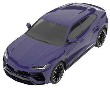 Arka planda izole edilmiş gerçekçi bir SUV arabası. 3d görüntüleme - illüstrasyon