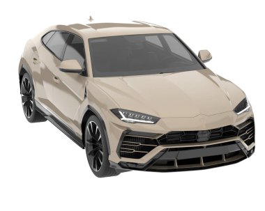 Arka planda izole edilmiş gerçekçi bir SUV arabası. 3d görüntüleme - illüstrasyon