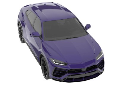 Arka planda izole edilmiş gerçekçi bir SUV arabası. 3d görüntüleme - illüstrasyon