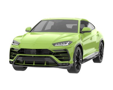 Arka planda izole edilmiş gerçekçi bir SUV arabası. 3d görüntüleme - illüstrasyon