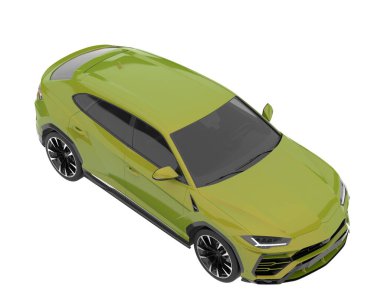Arka planda izole edilmiş gerçekçi bir SUV arabası. 3d görüntüleme - illüstrasyon