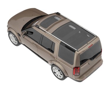 Arka planda izole edilmiş gerçekçi bir SUV arabası. 3d görüntüleme - illüstrasyon