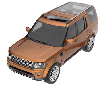 Arka planda izole edilmiş gerçekçi bir SUV arabası. 3d görüntüleme - illüstrasyon