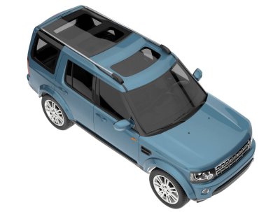 Arka planda izole edilmiş gerçekçi bir SUV arabası. 3d görüntüleme - illüstrasyon