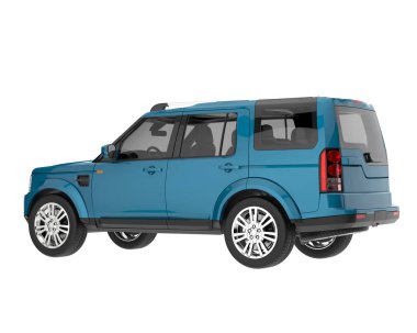 Arka planda izole edilmiş gerçekçi bir SUV arabası. 3d görüntüleme - illüstrasyon