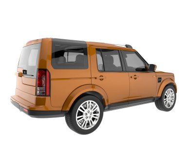 Arka planda izole edilmiş gerçekçi bir SUV arabası. 3d görüntüleme - illüstrasyon