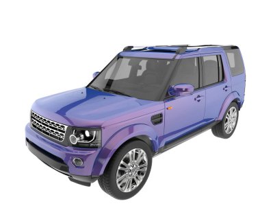 Arka planda izole edilmiş gerçekçi bir SUV arabası. 3d görüntüleme - illüstrasyon