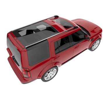 Arka planda izole edilmiş gerçekçi bir SUV arabası. 3d görüntüleme - illüstrasyon