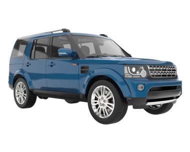 Arka planda izole edilmiş gerçekçi bir SUV arabası. 3d görüntüleme - illüstrasyon