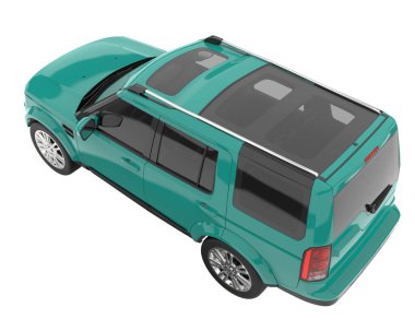 Arka planda izole edilmiş gerçekçi bir SUV arabası. 3d görüntüleme - illüstrasyon