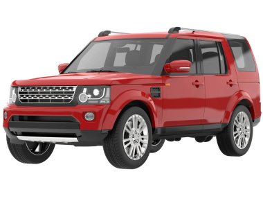 Arka planda izole edilmiş gerçekçi bir SUV arabası. 3d görüntüleme - illüstrasyon