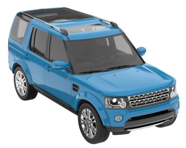 Arka planda izole edilmiş gerçekçi bir SUV arabası. 3d görüntüleme - illüstrasyon