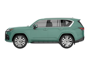 Arka planda izole edilmiş gerçekçi bir SUV arabası. 3d görüntüleme - illüstrasyon