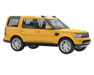 Arka planda izole edilmiş gerçekçi bir SUV arabası. 3d görüntüleme - illüstrasyon
