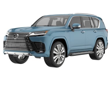 Arka planda izole edilmiş gerçekçi bir SUV arabası. 3d görüntüleme - illüstrasyon