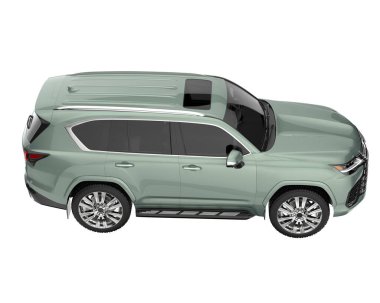 Arka planda izole edilmiş gerçekçi bir SUV arabası. 3d görüntüleme - illüstrasyon