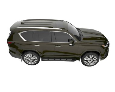 Arka planda izole edilmiş gerçekçi bir SUV arabası. 3d görüntüleme - illüstrasyon