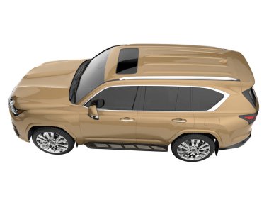 Arka planda izole edilmiş gerçekçi bir SUV arabası. 3d görüntüleme - illüstrasyon