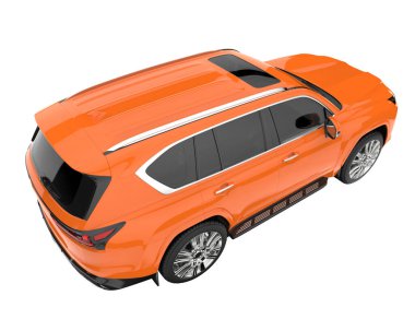 Arka planda izole edilmiş gerçekçi bir SUV arabası. 3d görüntüleme - illüstrasyon