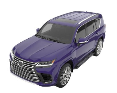 Arka planda izole edilmiş gerçekçi bir SUV arabası. 3d görüntüleme - illüstrasyon