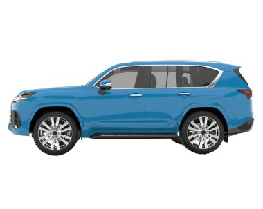 Arka planda izole edilmiş gerçekçi bir SUV arabası. 3d görüntüleme - illüstrasyon