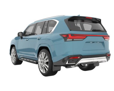 Arka planda izole edilmiş gerçekçi bir SUV arabası. 3d görüntüleme - illüstrasyon