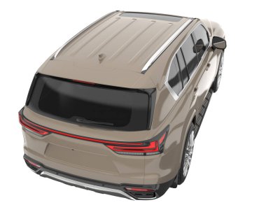 Arka planda izole edilmiş gerçekçi bir SUV arabası. 3d görüntüleme - illüstrasyon