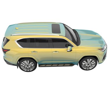 Arka planda izole edilmiş gerçekçi bir SUV arabası. 3d görüntüleme - illüstrasyon