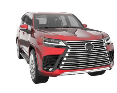 Arka planda izole edilmiş gerçekçi bir SUV arabası. 3d görüntüleme - illüstrasyon