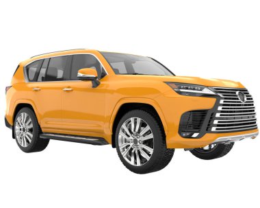 Arka planda izole edilmiş gerçekçi bir SUV arabası. 3d görüntüleme - illüstrasyon