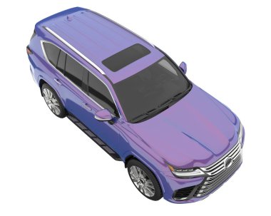 Arka planda izole edilmiş gerçekçi bir SUV arabası. 3d görüntüleme - illüstrasyon