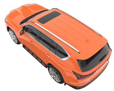Arka planda izole edilmiş gerçekçi bir SUV arabası. 3d görüntüleme - illüstrasyon