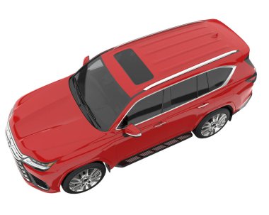 Arka planda izole edilmiş gerçekçi bir SUV arabası. 3d görüntüleme - illüstrasyon