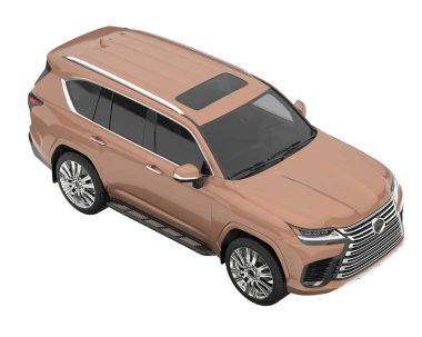 Arka planda izole edilmiş gerçekçi bir SUV arabası. 3d görüntüleme - illüstrasyon