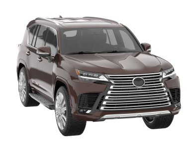 Arka planda izole edilmiş gerçekçi bir SUV arabası. 3d görüntüleme - illüstrasyon