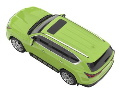 Arka planda izole edilmiş gerçekçi bir SUV arabası. 3d görüntüleme - illüstrasyon