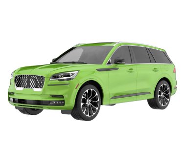 Arka planda izole edilmiş gerçekçi bir SUV arabası. 3d görüntüleme - illüstrasyon