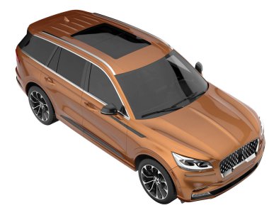 Arka planda izole edilmiş gerçekçi bir SUV arabası. 3d görüntüleme - illüstrasyon