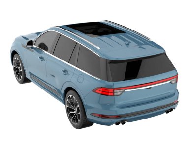 Arka planda izole edilmiş gerçekçi bir SUV arabası. 3d görüntüleme - illüstrasyon