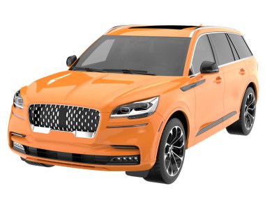 Arka planda izole edilmiş gerçekçi bir SUV arabası. 3d görüntüleme - illüstrasyon