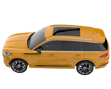 Arka planda izole edilmiş gerçekçi bir SUV arabası. 3d görüntüleme - illüstrasyon