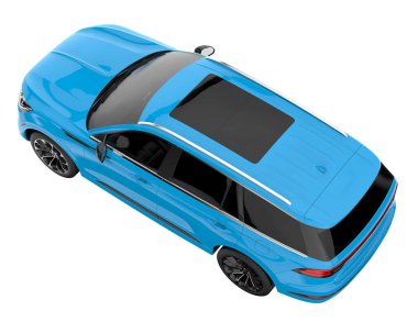 Arka planda izole edilmiş gerçekçi bir SUV arabası. 3d görüntüleme - illüstrasyon