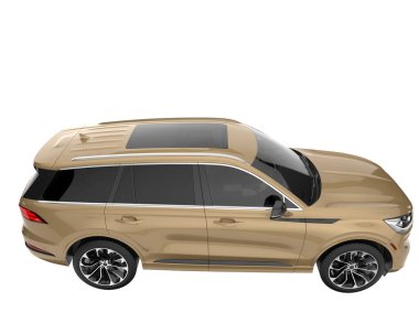Arka planda izole edilmiş gerçekçi bir SUV arabası. 3d görüntüleme - illüstrasyon