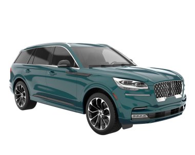 Arka planda izole edilmiş gerçekçi bir SUV arabası. 3d görüntüleme - illüstrasyon