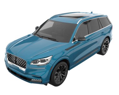 Arka planda izole edilmiş gerçekçi bir SUV arabası. 3d görüntüleme - illüstrasyon