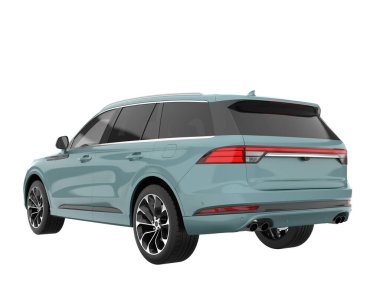 Arka planda izole edilmiş gerçekçi bir SUV arabası. 3d görüntüleme - illüstrasyon