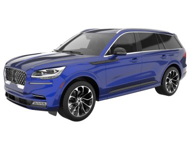 Arka planda izole edilmiş gerçekçi bir SUV arabası. 3d görüntüleme - illüstrasyon