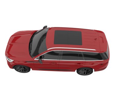 Arka planda izole edilmiş gerçekçi bir SUV arabası. 3d görüntüleme - illüstrasyon